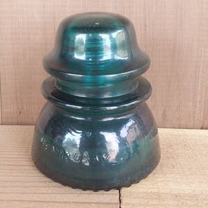 Vtg Hemingray No 42 Larger Green Glass Insulator Telephone Electric Line #2